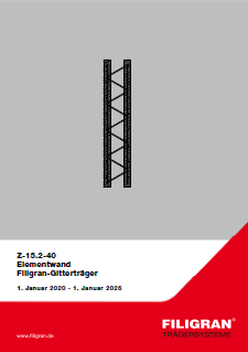 Zulassung Filigran-Gitterträger Elementwand
